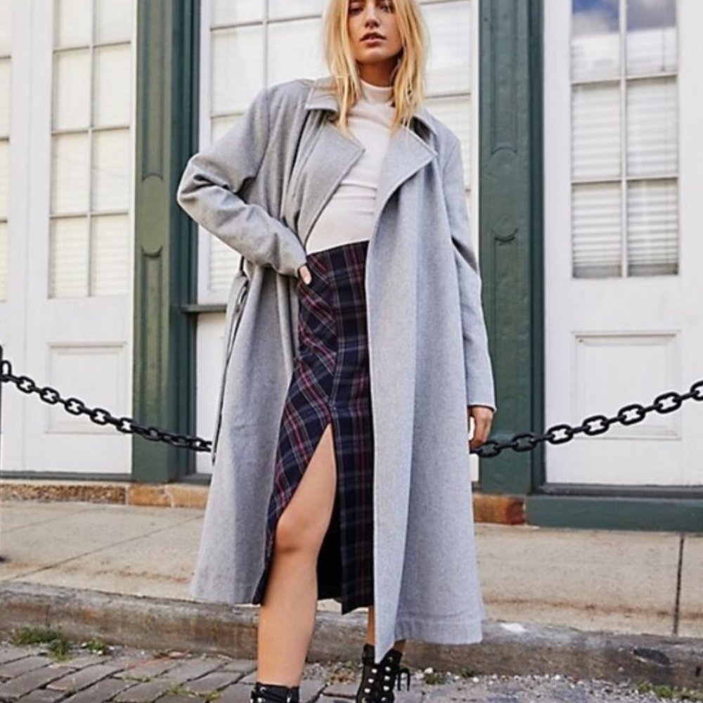 FREE PEOPLE Sierra Grey Long Wool Coat
